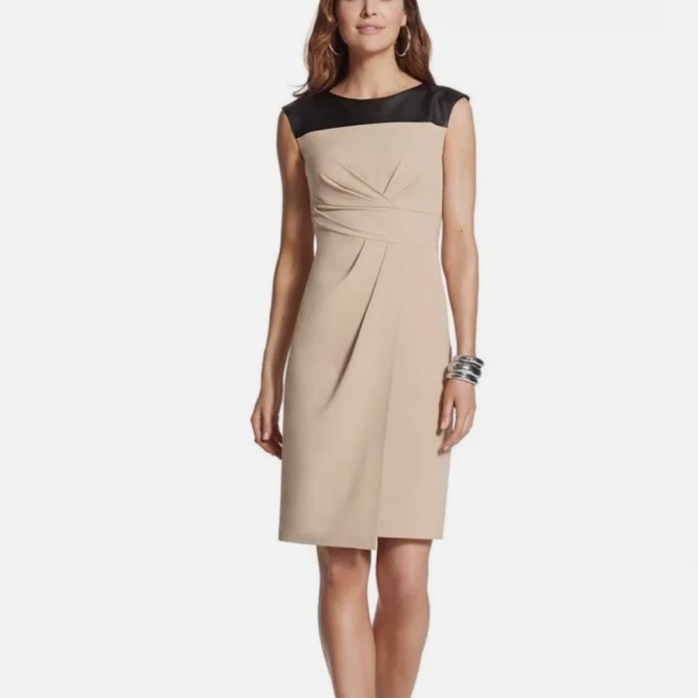 Chico's NWT Faux Leather Taupe Dress Women’s Size XL Chico’s 3 - Picture 2 of 8